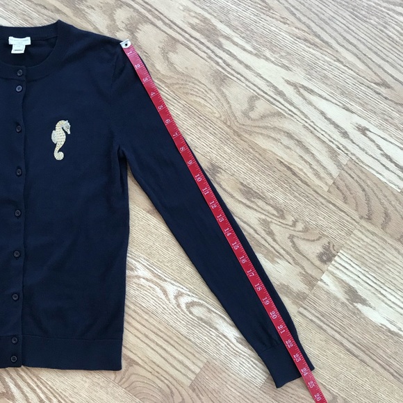 New J CREW Navy Cardigan Sweater with Seahorse XXS - Picture 4 of 7